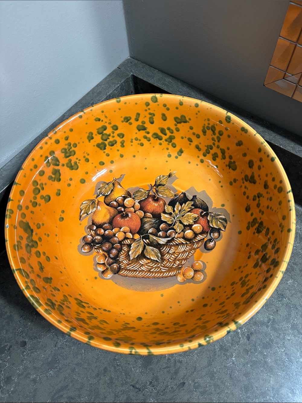Vintage Italian Hand-Painted Ceramic Fruit Bowl - Made in Italy
